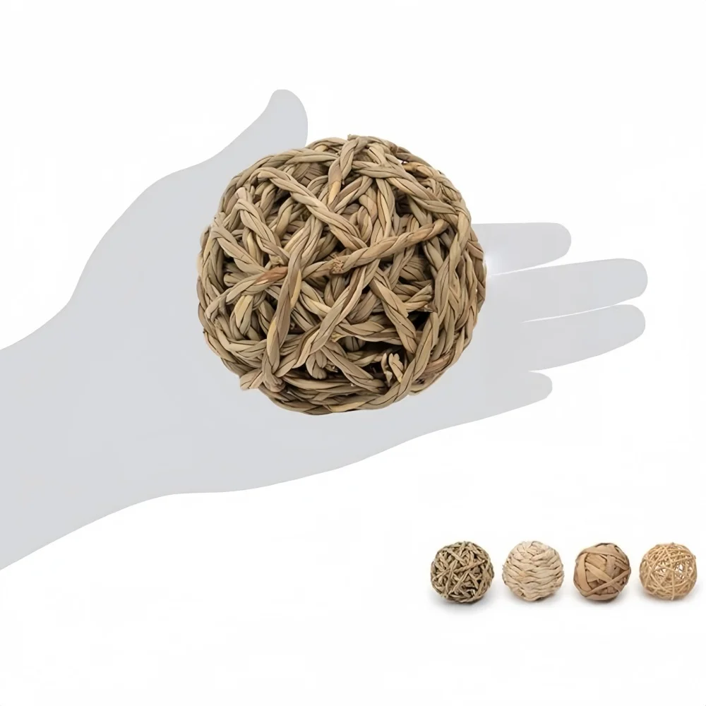1 Stück Kau-Aktivitätsspielzeug, Spaßige Heu-Gras-Bälle für Chinchilla, Meerschweinchen, Ratten, Kaninchen, Hamster, Degu, Häschen und Andere Kleintiere – Detail 4