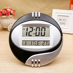 ELEG-Temperature Display Digital Wall Electronic Clock LCD Moderne Calendar LED Bracket Watch Mute of Home Office Decoration