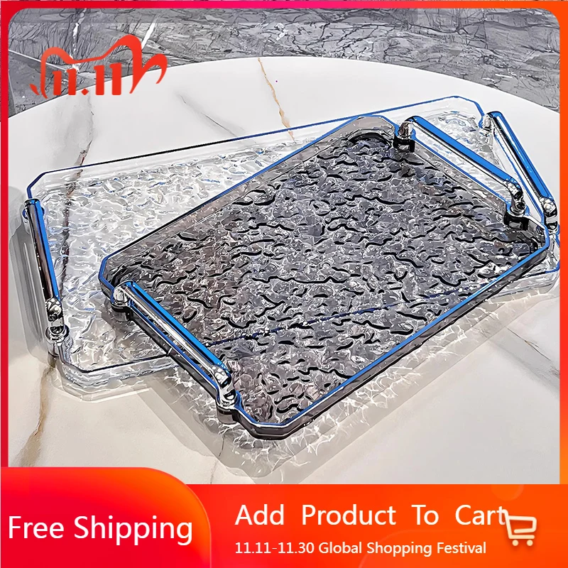 

Luxury Serving Tea Tray Trinket Cake Tableware Plate Tea Tray Nordic Coffee Acrylic Jewelry Perfume Bandejas Home Decorationgs