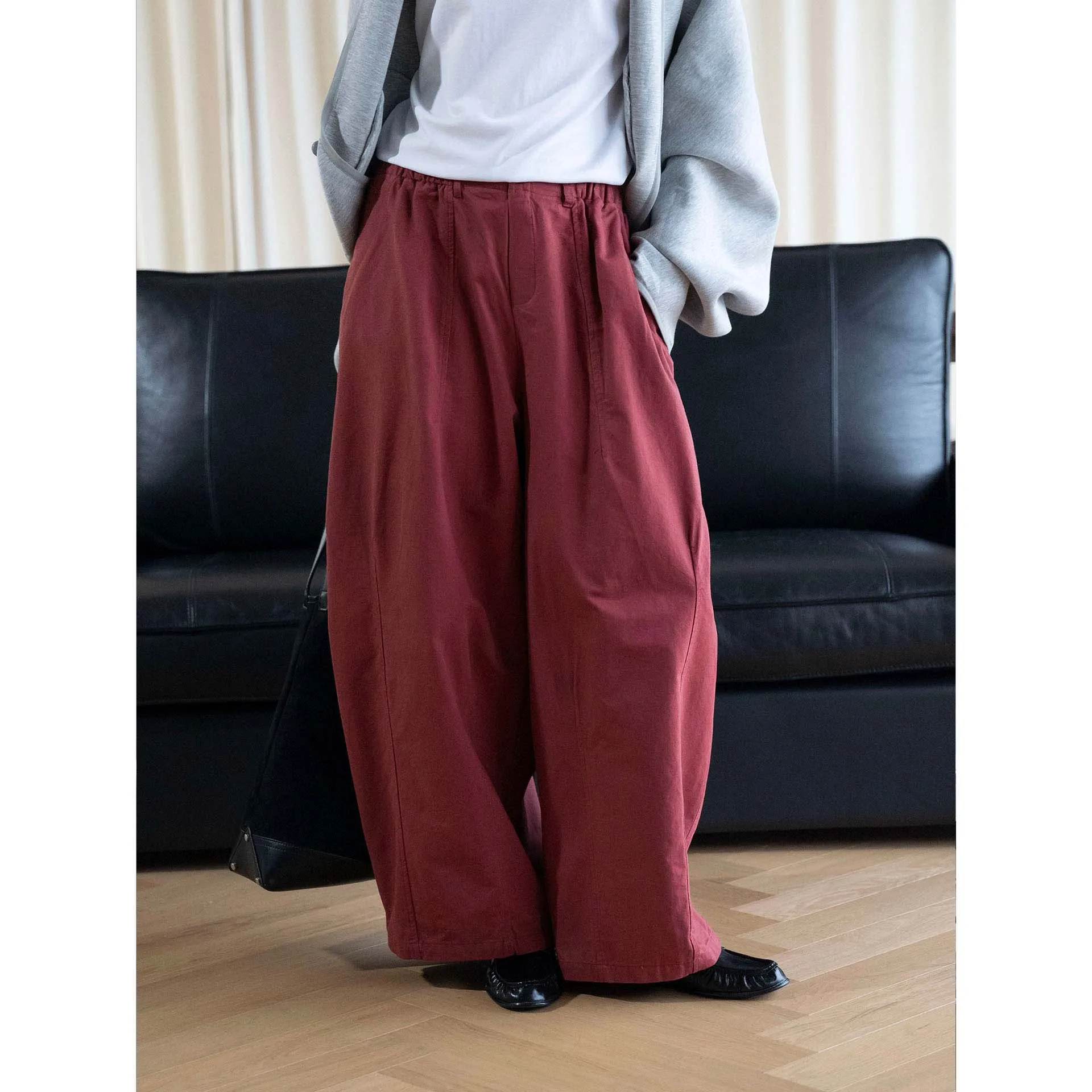 SuperAen Autumn New Style Japan Simple Fashion High-waist Three-dimensional Casual Wide-leg Pants Loose Long Pants