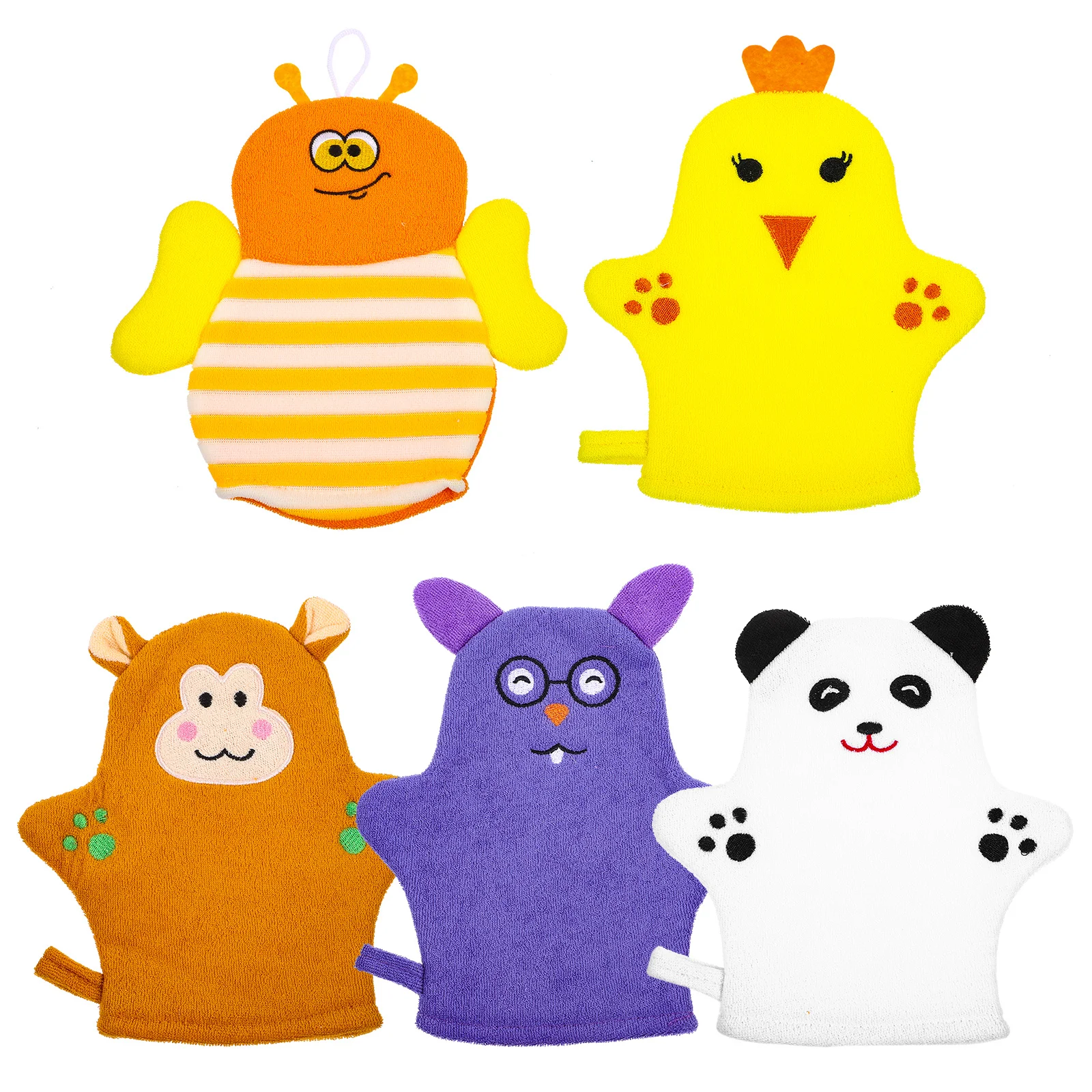 

5Pcs Bath Mitt Cotton Cartoon Fruit Shape Soft Body Exfoliating Shower Gloves Bath Supplies Shower Mitt