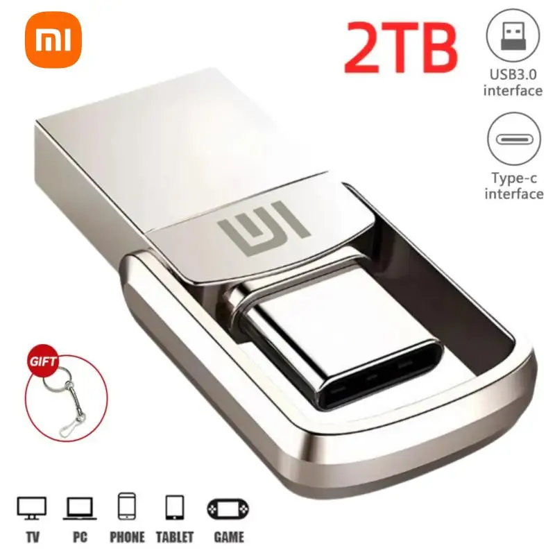 정품 샤오미 USB 플래시 드라이브, 금속 USB U 디스크 플래시 드라이브, 고속 펜드라이브, 1TB 휴대용 USB 메모리 드라이브 액세서리, 2TB