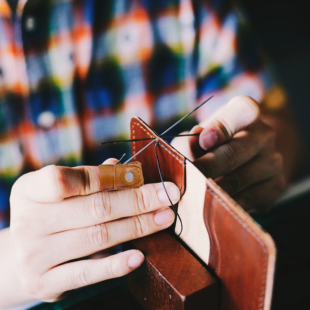 

1 Bag Finger Protectors Premium Thick Flexible Sheepskin Guard for Sewing Knitting Needle Felting Craft DIY Embroidery