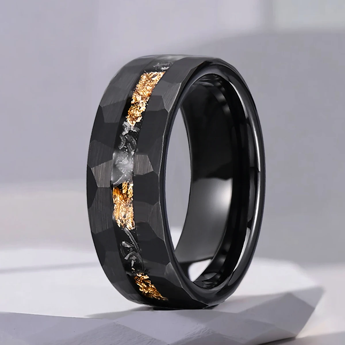 

Black Hammered Tungsten Carbide Rings for Men Women 8mm Couple Engagement Wedding Bands Matte Brushed Suitable for daily wear