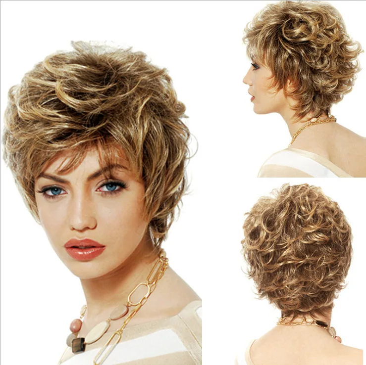 

Short Roll Mixed Messy Blonde Fashion Wig Air Bangs