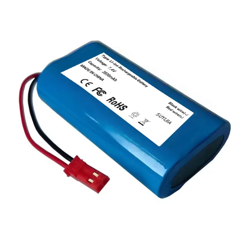 3000mAh 3500mAh 2600mAh 7.4V Rechargeable Li-ion Battery With 2P JST Red Plug, DIY Batteries 18650 2S1P Battery.