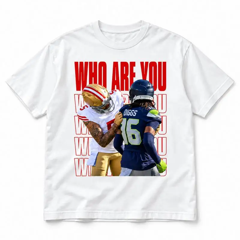 Who Are You Graphic Shirt, Football Rivalry Print Tee, Funny Game Day T-Shirt, Red Lettering Unisex Sports Fan Gift, Casual Top