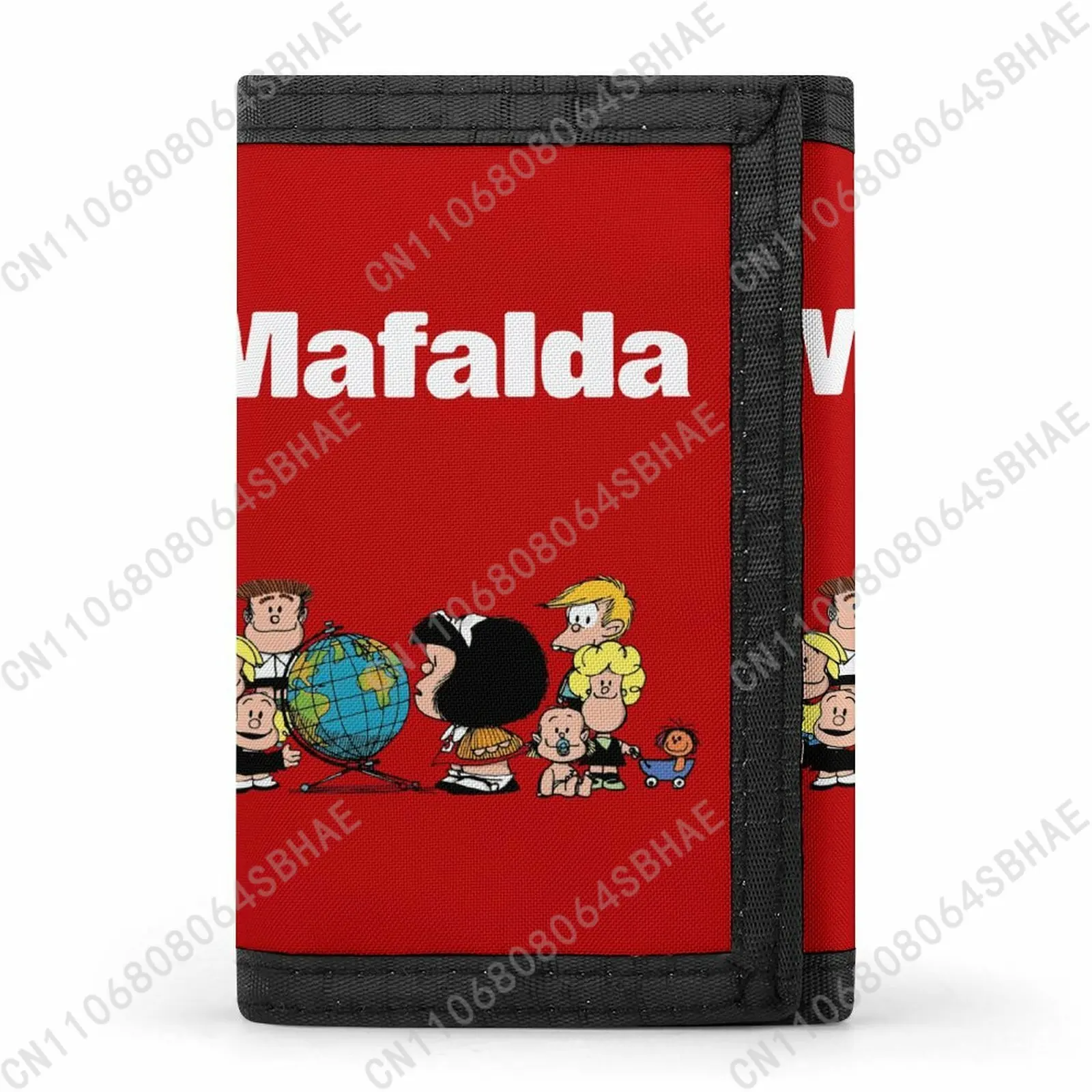 

Mafalda Trendy Tri Fold Wallet Teenage Girls Boys Slim 3 Fold Card Personalized Pattern Purse for School Daily Use