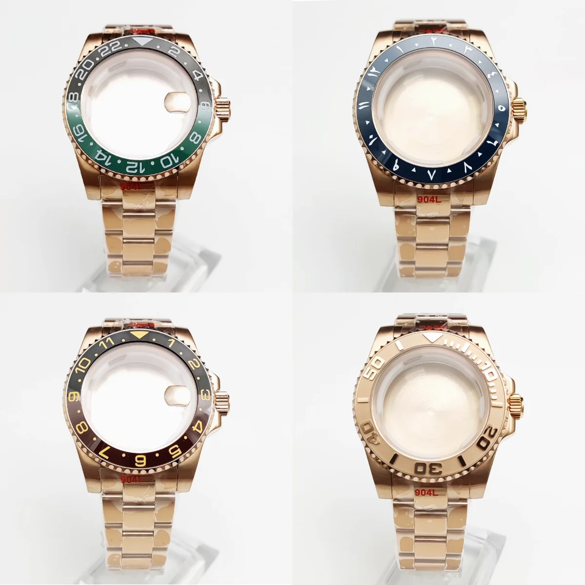 

Rose Gold Diving Case 40mm For SUB NH35 NH36 Movement Watch Case Jubilee Bracelet Sapphire Slide Buckle 28.5mm Dial