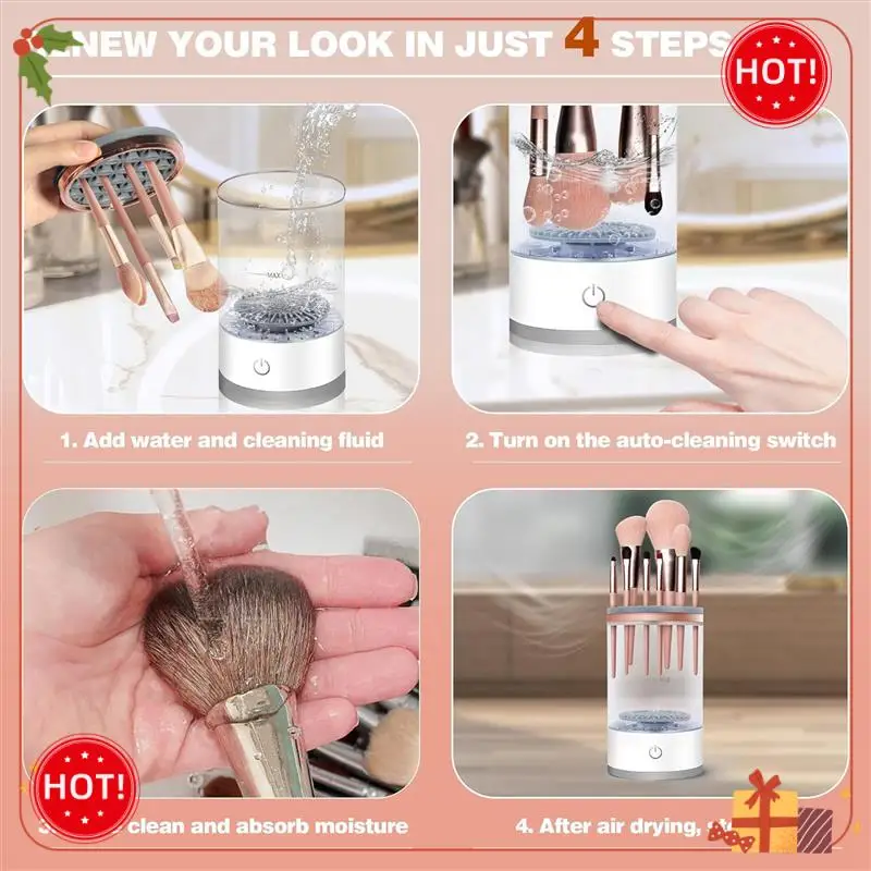 منظف فرش المكياج ABLE لا حاجة إلى التركيب، تشغيل بنقرة واحدة للتنظيف العميق قطعة واحدة