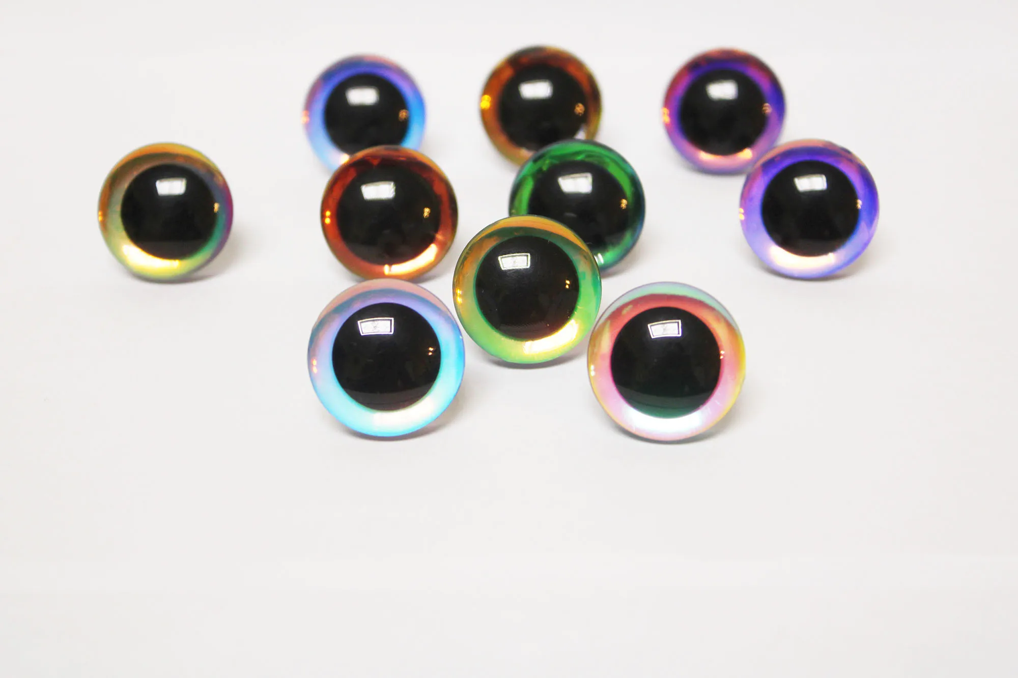 10pairs  10colors 9mm to 35mm  35mm clear doll  eyes 3D  glitter toy eyes with hard washer color size option-HC10