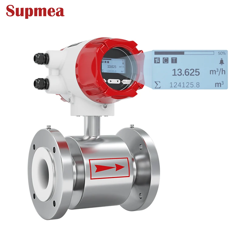 China Dn100 Dn150 Medidor de flujo electromagnético Rs485 Agua de mar Medidor de flujo magnético de aguas residuales digital Precio del sensor