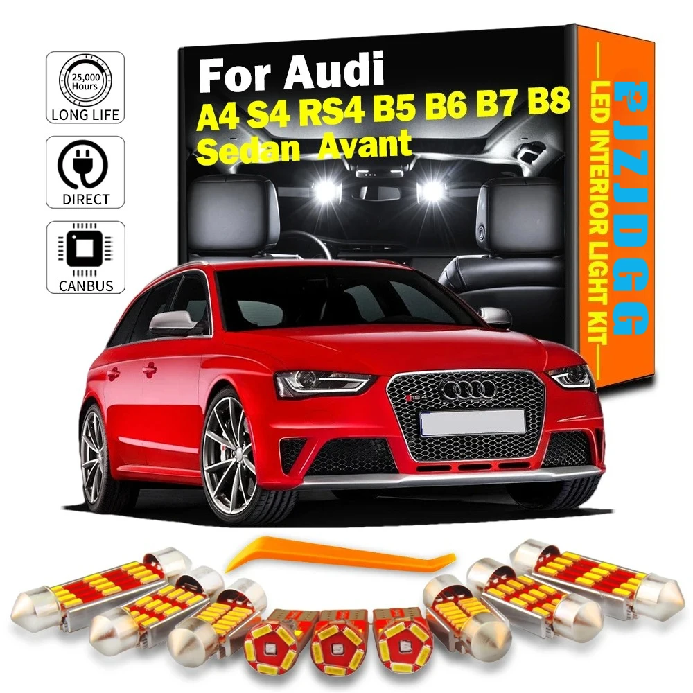 

Car LED Interior Map Dome Trunk Light Kit For Audi A4 S4 RS4 B5 B6 B7 B8 Indoor Led Lamp Vehicle Bulbs No Error