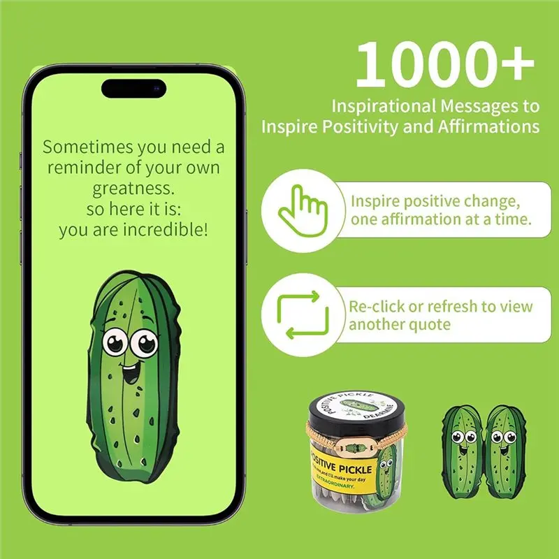 【BRILLIANT 】Pickle Jar Gift With NFC Tech Technology, 60 Positive Affirmation Cards For Women, Men, Teens Card