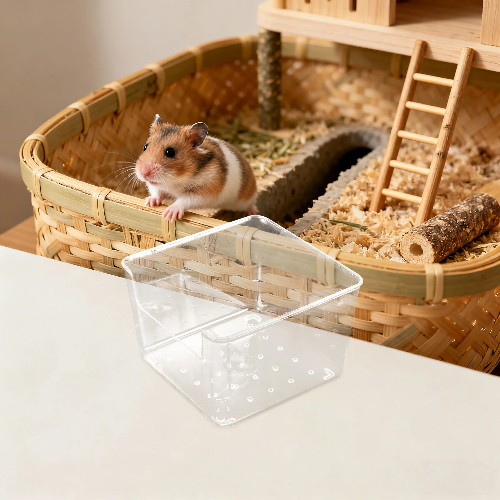 4 قطعة صينية دش الهامستر صندوق حمام رمل بلاستيكي شفاف حاوية حفر مربعة ملحقات حمام الحيوانات الأليفة الصغيرة للهامستر