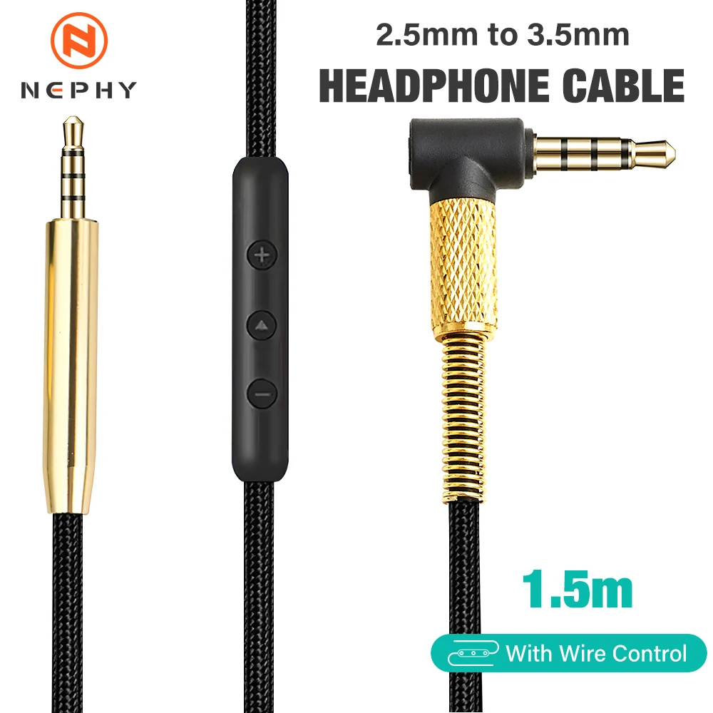 3.5mm to 2.5mm Aux Cable for Bose 700 QC45 QC35 QC25 OE2 AE2 JBL E45BT E55BT E65BTNC Audio Replacement Wire with Volume Control