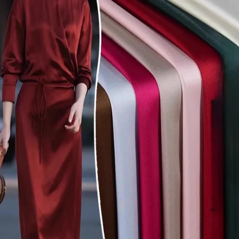 

Двусторонняя ацетатная атласная ткань шириной 150 см для шитья шелкового платья своими руками, дизайнерская ткань для классической рубашки на бретелях