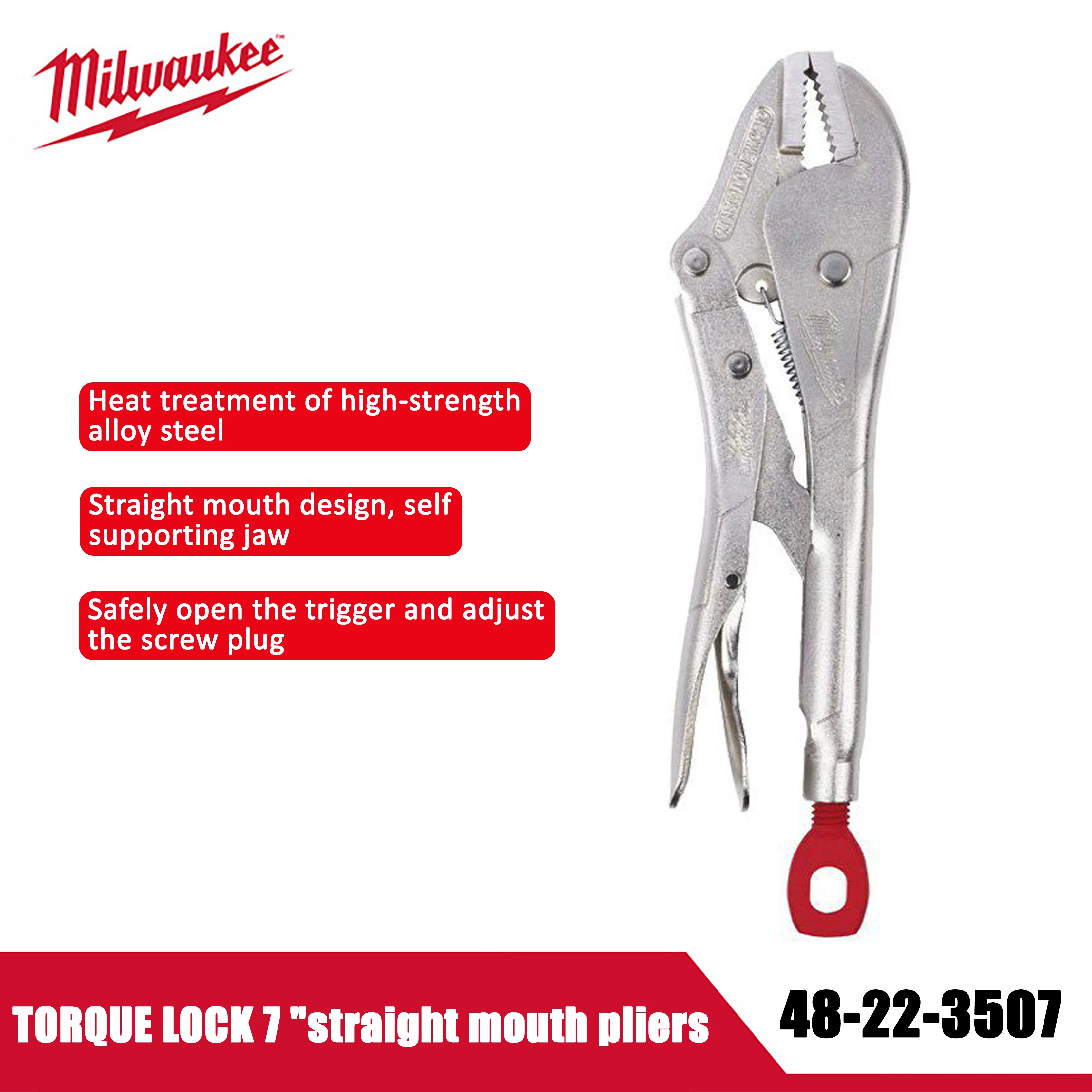 

Milwaukee TORQUE LOCK 7-inch straight mouth pliers, multifunctional pliers for fixing woodworking pliers, manual tool 48-22-3507