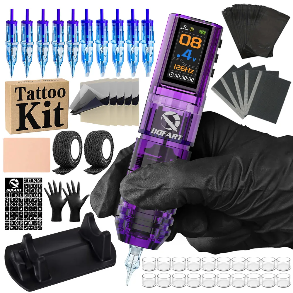 

DQFART Upgraded Version Tattoo Kit Wireless Tattoo Machine 1600mAh Tattoo Pen For Tattoo Artists Beginne Tattoo Supplies