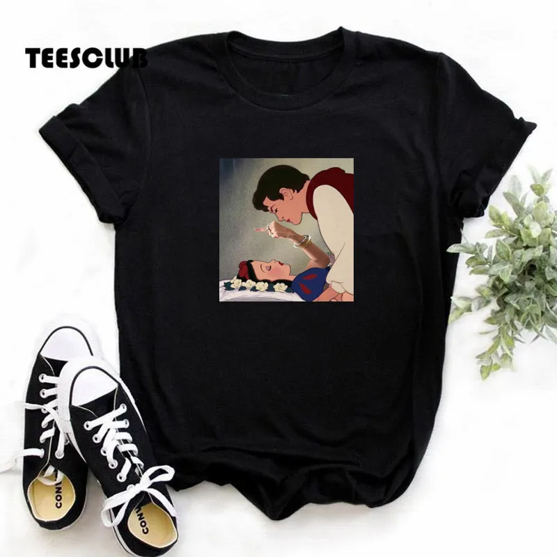 

Spoof Princess Graphic Printing Summer Luxury Brand Pure Cotton Men's and Women's T-shirt Short Sleeve Street Fashion Trend