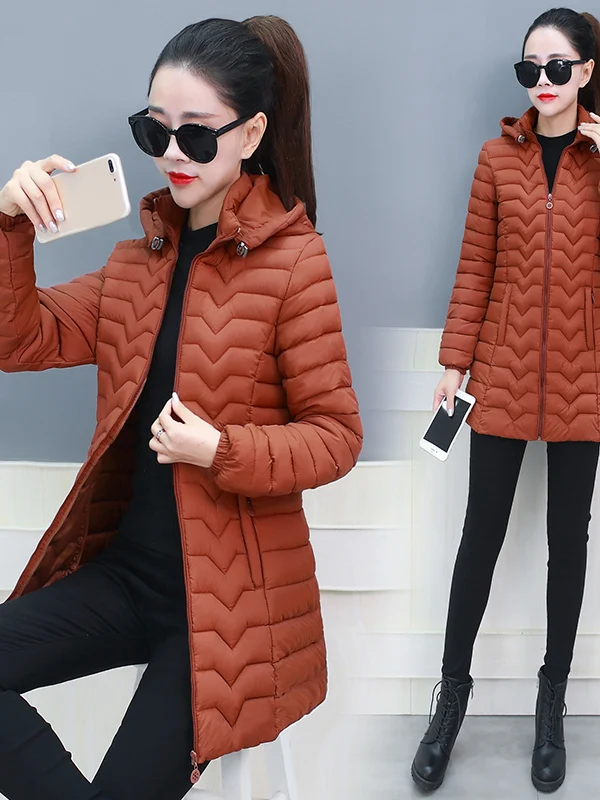 

Thiened down Cotton Jaet for Middle-Aged And ly Women Mid-Length Winter Warm Faionable Versatile Cotton Coat
