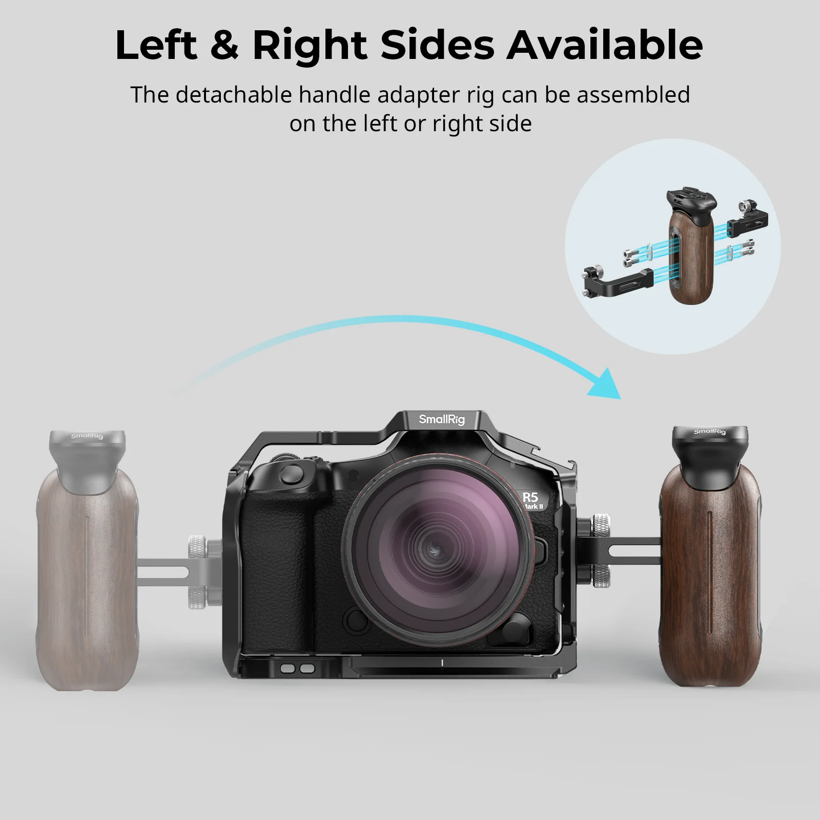 مقبض جانبي خشبي صغير الحجم مع مسامير 1/4 بوصة - 20، قبضة للأقفاص أو ألواح التركيب، مع حذاء بارد لأذرع شاشة الميكروفونات -5237