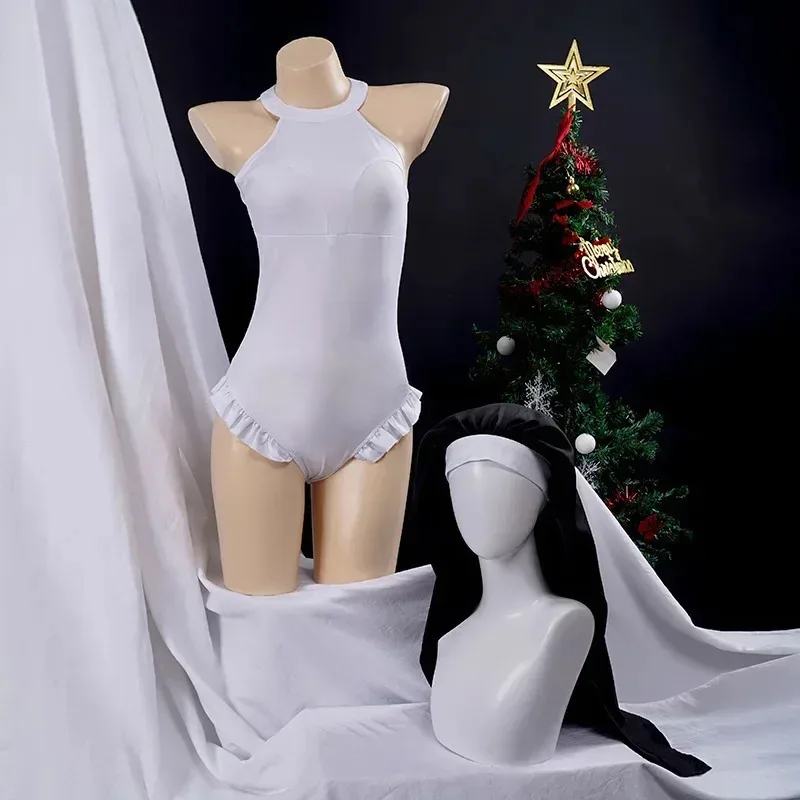 Nun Cosplay Kostuum Vrouwen Fancy Dress Set Halloween Party Rollenspel Outfit Volwassen Nun Jurk Zwart Fancy Cosplay Dress Up