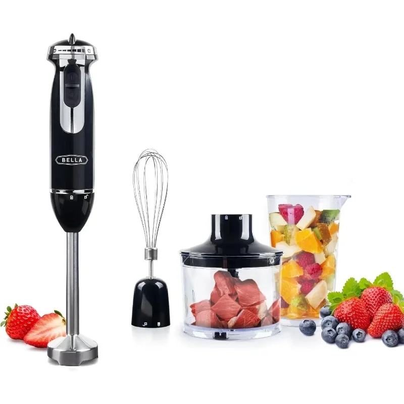 BELLA Immersion Blender with Accessories with Dishwasher-safe Beater and Blending Attachment for Food Preparation