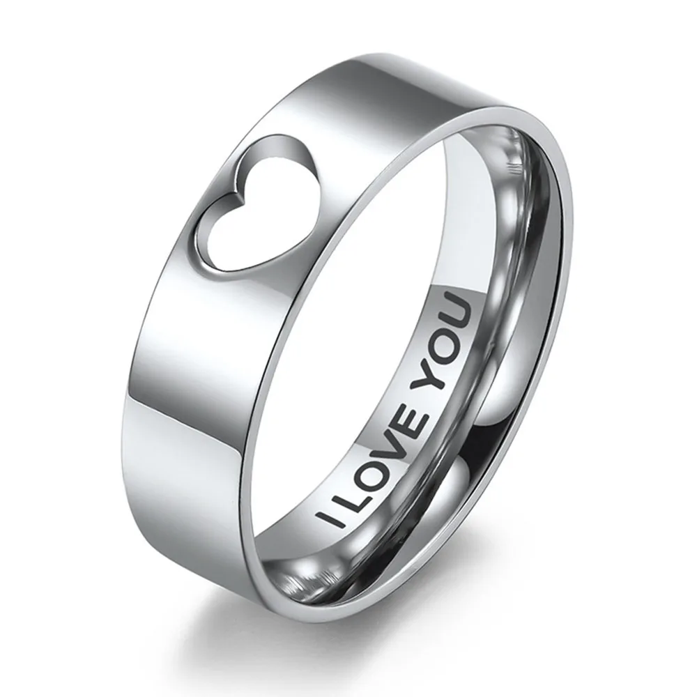 Japanese Simple Hollow Heart-shaped Couple Ring Ring Men And Women Proposal Engagement I LOVE YOU Rings