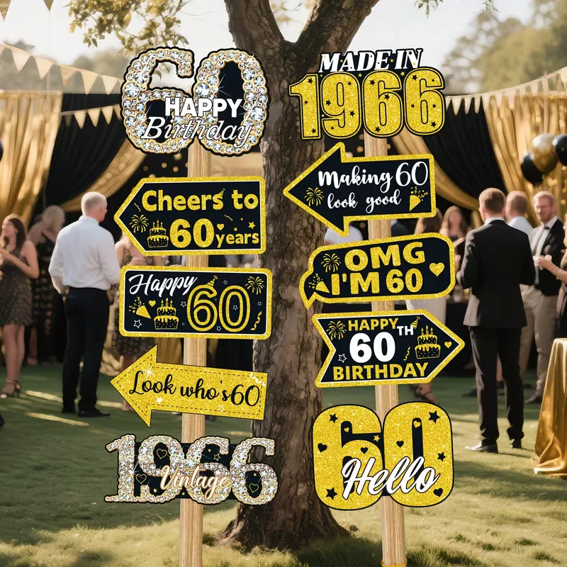 50. Geburtstag Gartenschilder Schwarz-Gold 1976 Vintage Outdoor Rasendekoration Happy 50 Party Wegweiser Feier-Zubehör – Detail 7