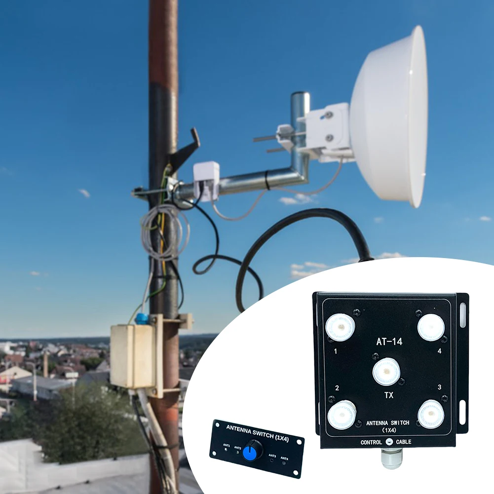

4-Way Coax Remote Antenna Switch Antenna Splitter Switch 500W PEP RF Antenna Switch 1.8-60MHz for Convenient Switching