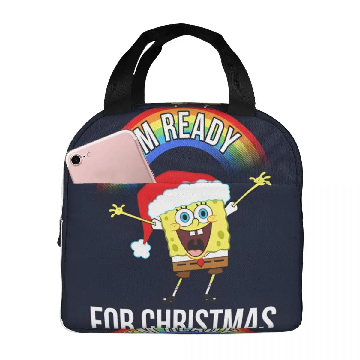 

Large Capacity Students SpongeBob Lunch Food Box Reusable Squarepants I'm Ready For Christmas For Work Insulated Case