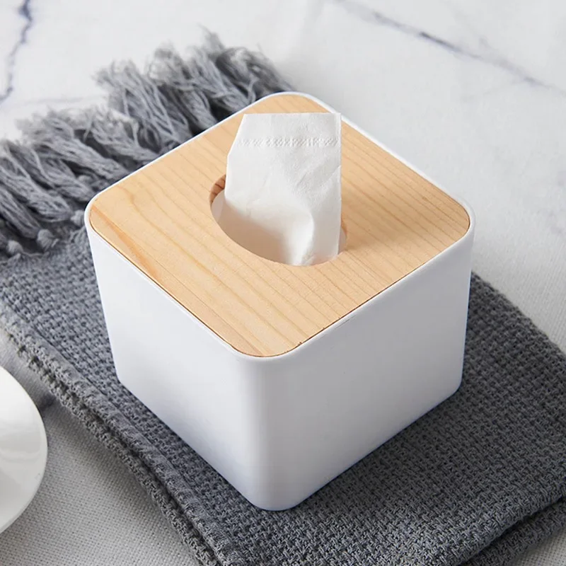

Tissue Box Wooden Cover Toilet Paper Box Solid Wood Napkin Holder Case Simple Stylish Tissue Paper Dispenser Home Car Organizer