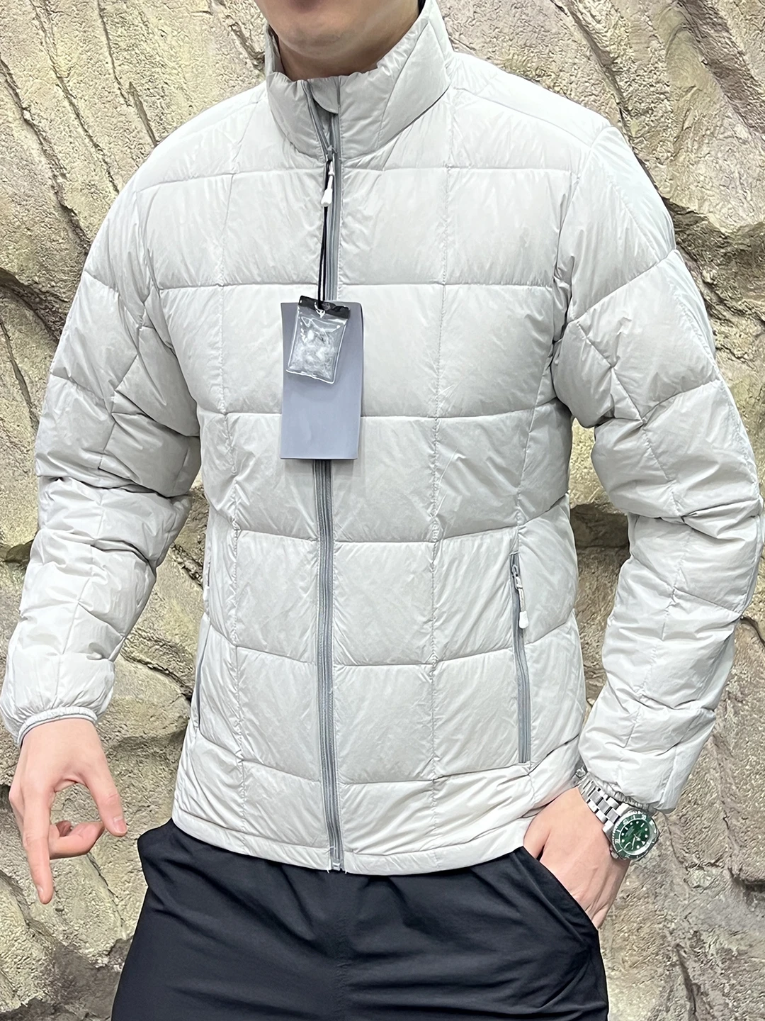 

Warm Outdoor Men's down Jaet 90 White Du down Stand Collar Loing Filling Long Sve Zipper Closure Regular Fit