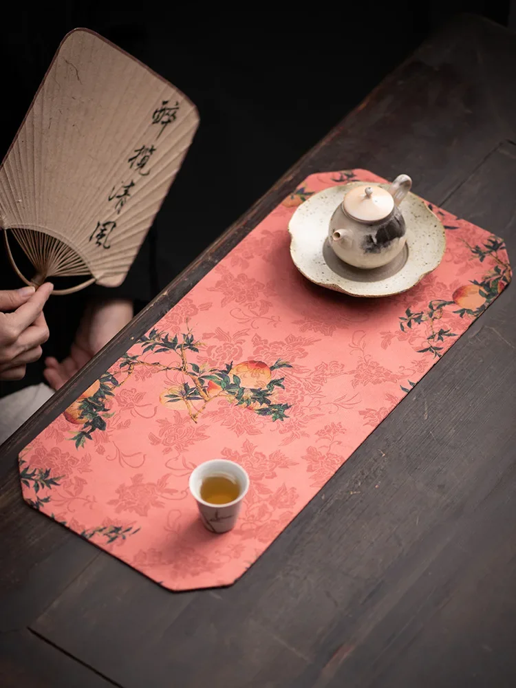 Xiangyun Yarn Zen Small Tea Seats Retro Style Fabric Chinese High-End Tablecloth Double-Sided Dual-Use Tea Ceremony Utensils
