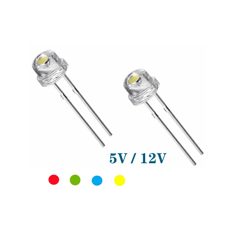 LED 5V 12v 5mm 3mm bead SMD f5 f3 hat round lamp dip led USB car light bianco rosso verde blu giallo chip 1000 pz