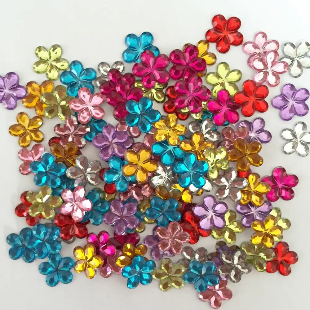 DIY 100 Stück 10 mm Blume Acryl Pflaumenblüte FlatBack Scrapbook Handwerk Hochzeitsdekoration B01 – Detail 1