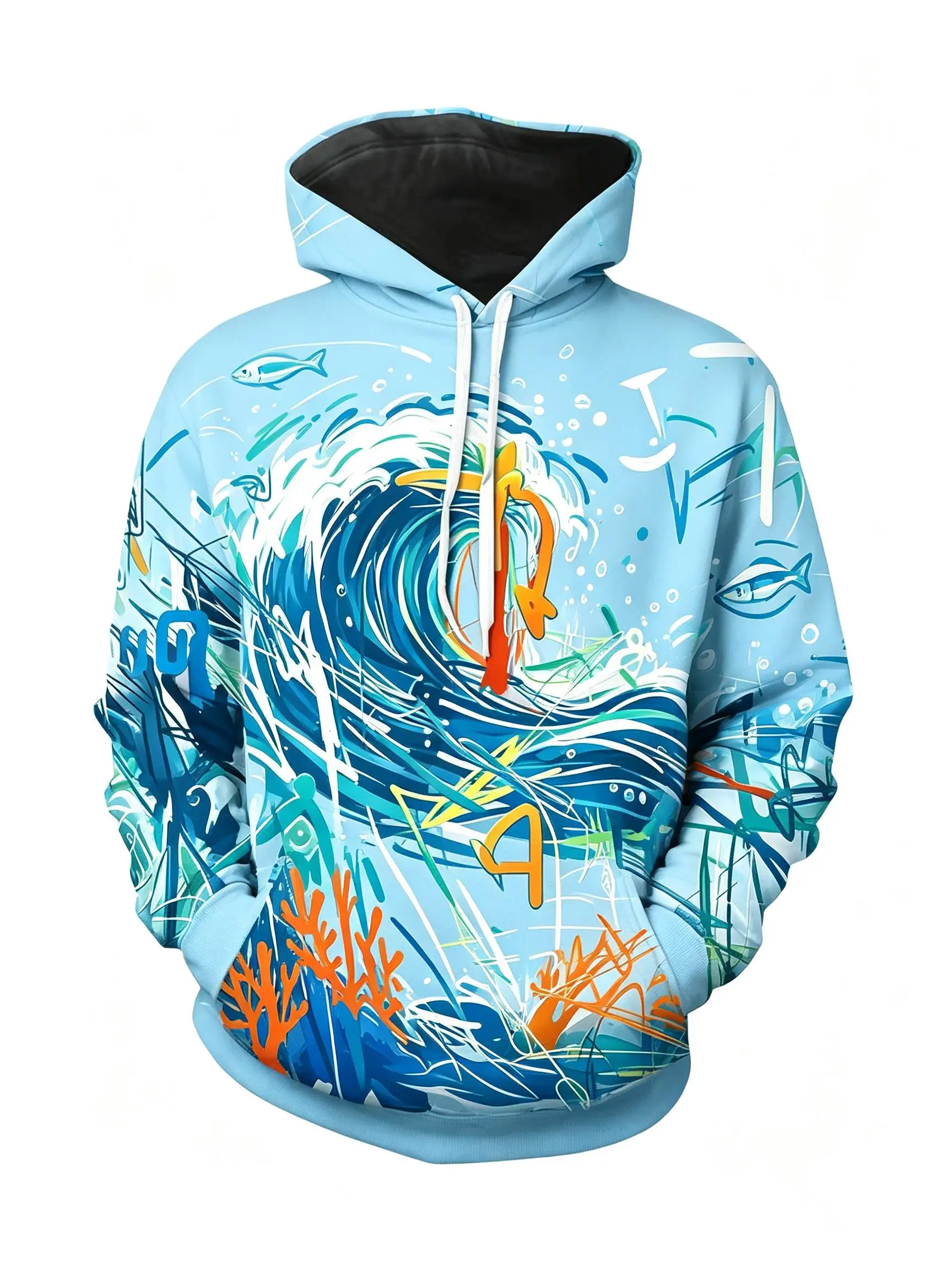 Men's Hoodie Thin Autumn Winter Graffiti Paint Splatter Print Long Sleeve Male Casual Streetwear Sweatshirt Tops Clothes