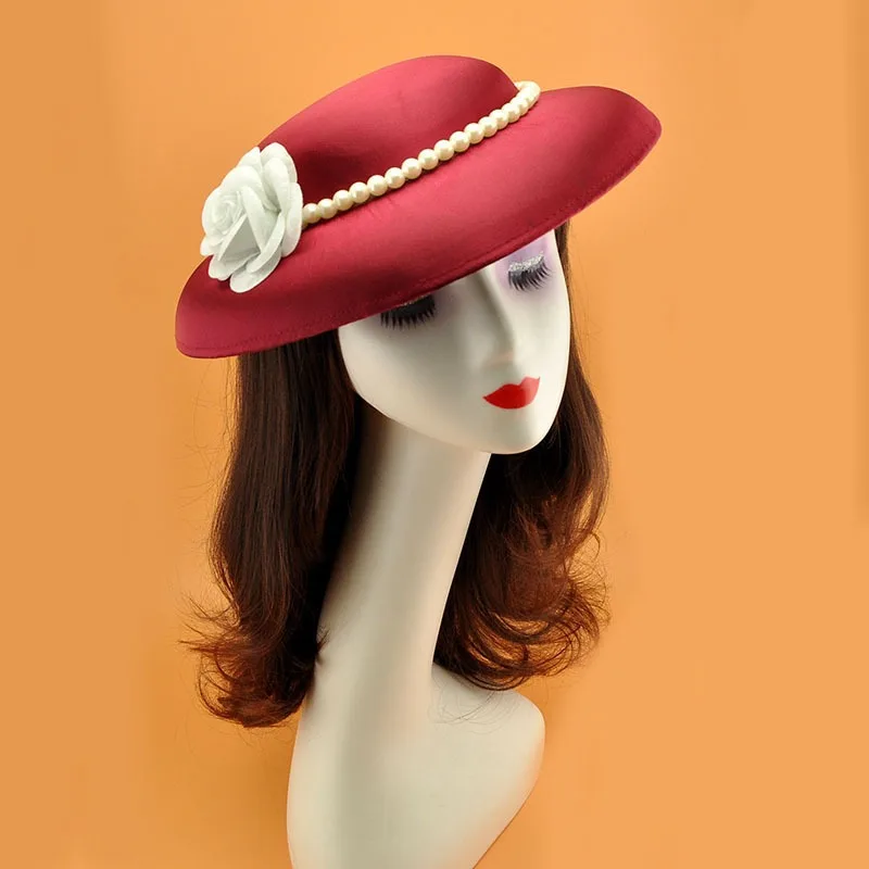 Franse stijl blauw wit zwart fluwelen bruiloft hoed elegante kerk deel formele fedora hoofddeksels koninklijke banket fascinators hoofddeksel