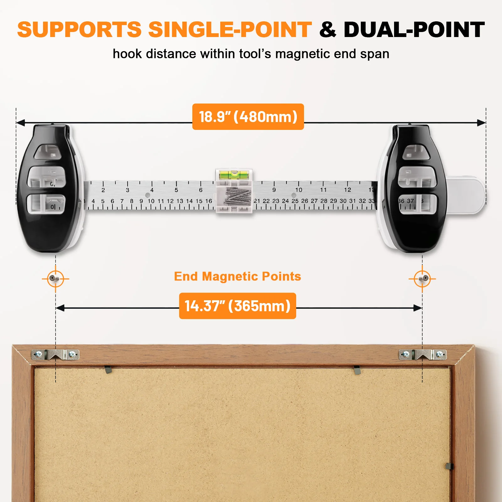 Picture Hanging Level Tool with Built-in Level Ruler Professional Positioning Alignment Ruler DIY Nail Spot Marker For Wall Art