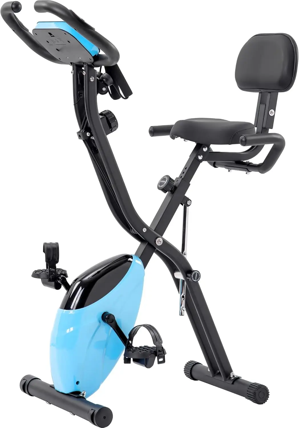 Bicicleta estática Bicicleta estática plegable Bicicleta de ciclismo de fitness reclinada vertical para interiores Bicicleta X magnética con resistencia ajustable de 16 niveles