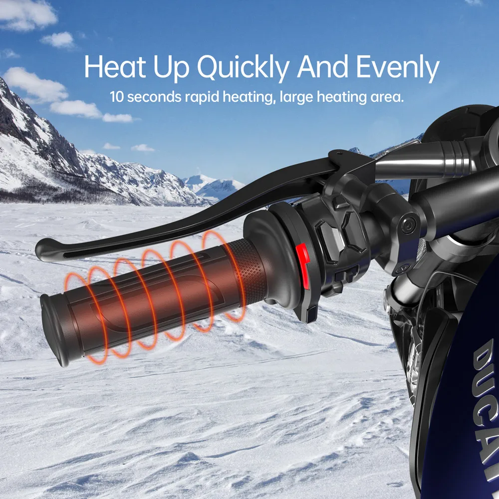 

Motorcycle Hand Heated Grips 12V USB 5+1 Gear Electric Heated Grips Hand Warmer Handle with Memory Function