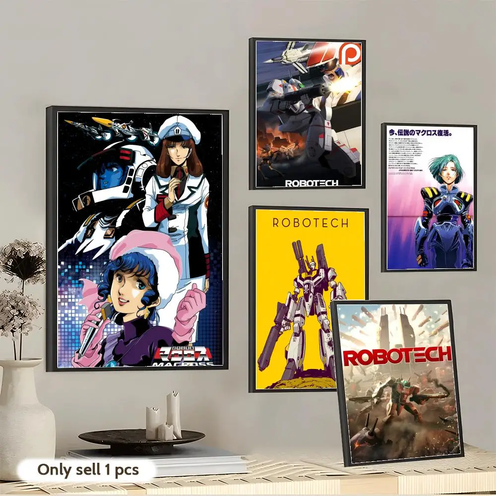 Póster artístico de pared en lienzo con caligrafía de Anime R-Robotech Macross para sala de estar, pasillo, decoración del hogar, regalo moderno para las fiestas