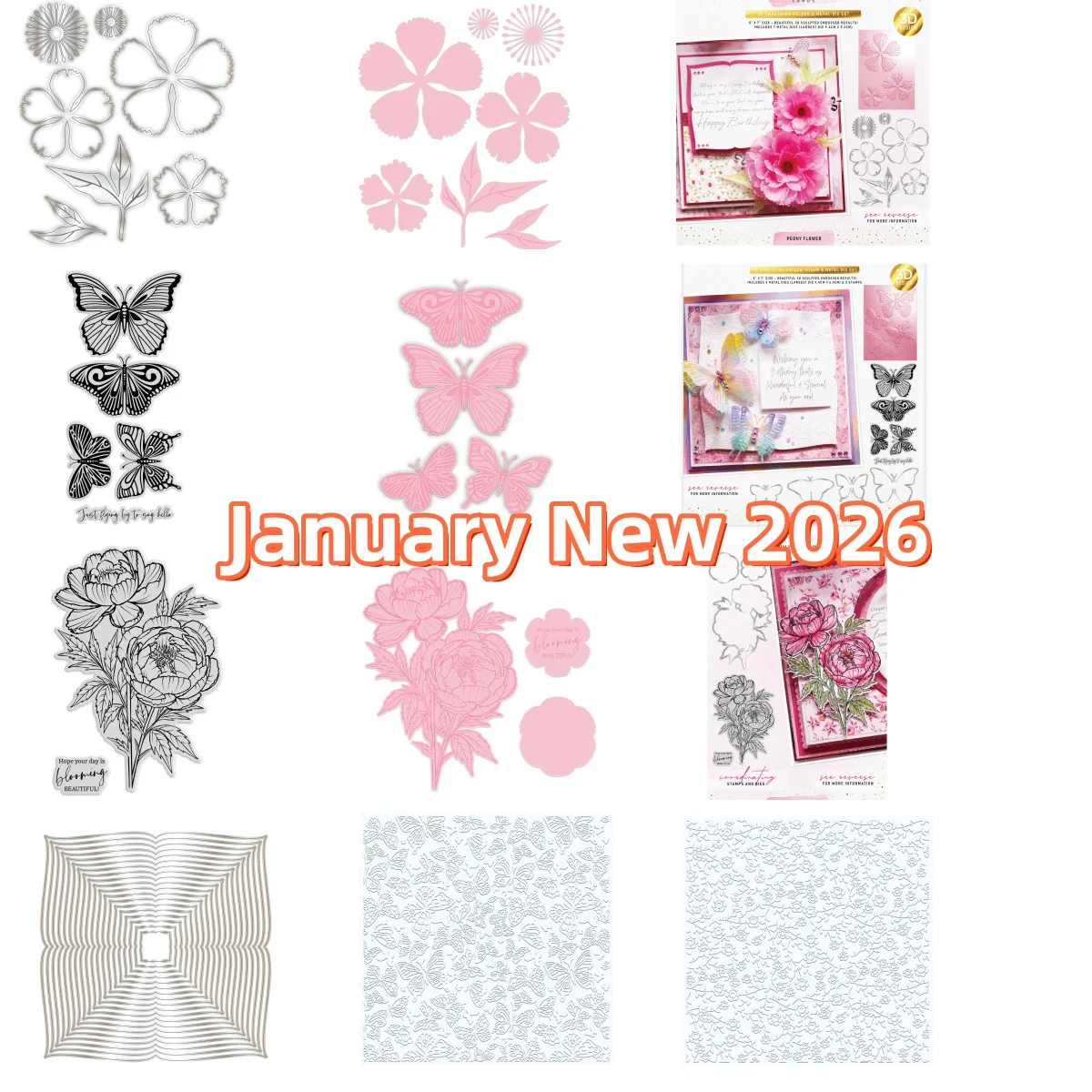 

Peony Flower Butterflies Background Stamps Metal Cutting Dies Hot Foil For DIY Scrapbook Craft Decoration Greeting Card 2026 New