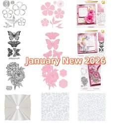 Peony Flower Butterflies Background Stamps Metal Cutting Dies Hot Foil For DIY Scrapbook Craft Decoration Greeting Card 2026 New