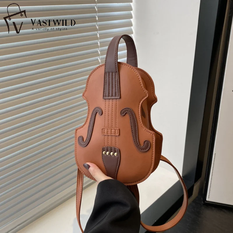 Creative Violin Female Crossbody Bag Violin Shape PU Leather Small Backpacks for Women Sewing Thread Ladies Fashion Shoulder Bag