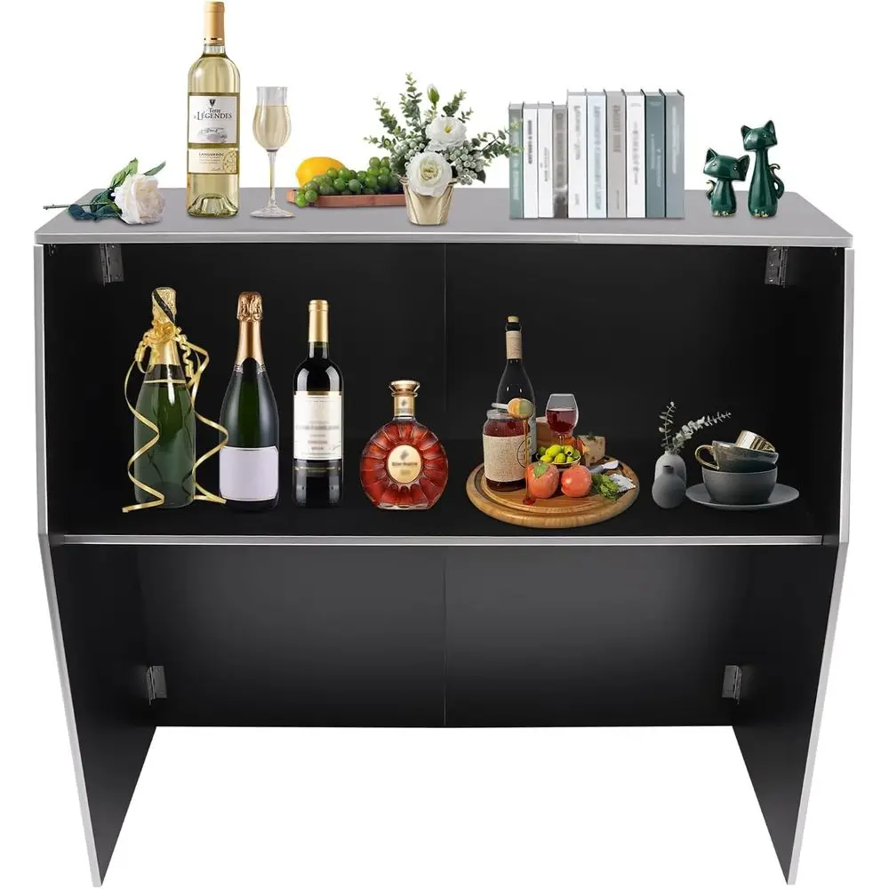 

Компактный складной барный стол — 47,75 x 19,5 x 42,75, портативный и мобильный, идеально подходит для вечеринок, пикников и общественного питания (черный)