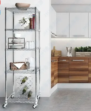 Four Layer Chrome Plated  Metal Storage Rack Suitable for Home Storage Organization Suitable for Living Room