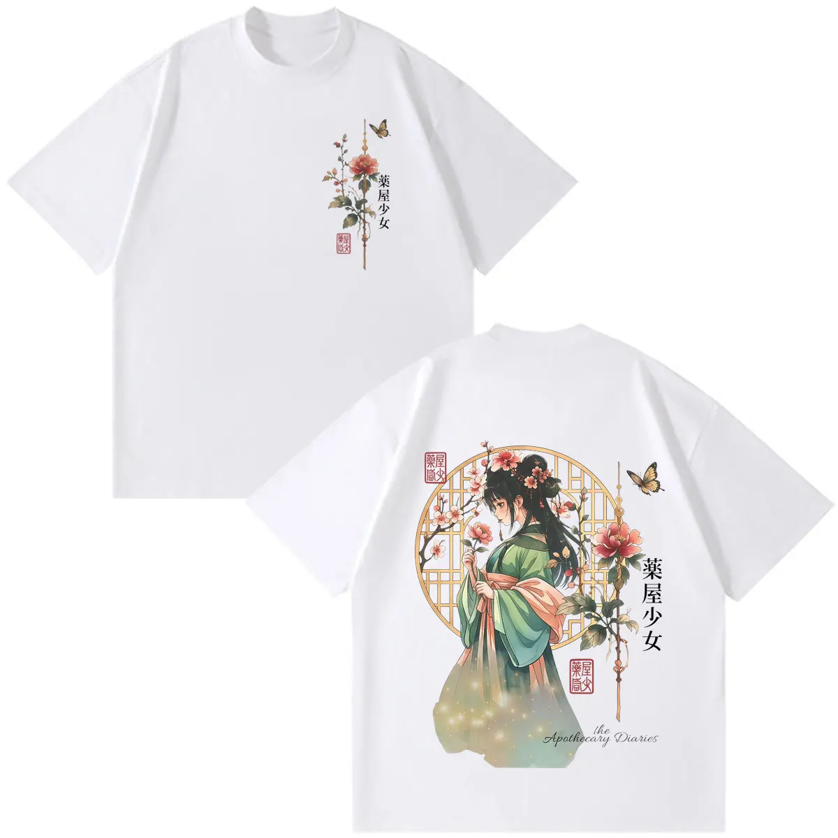 Anime The Apothecary Diaries Print Tees Men Women Fashion Vintage T-shirt Short-sleeved Loose Casual Cotton T-shirts Streetwear