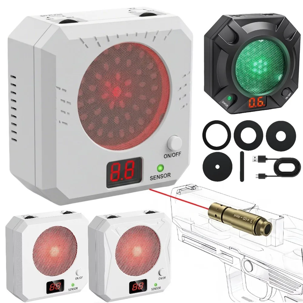 Kit de entrenamiento láser de objetivo de entrenamiento con láser de fuego seco para bala de entrenamiento de 9x19mm puntuación electrónica objetivo láser entrenamiento vista de orificio